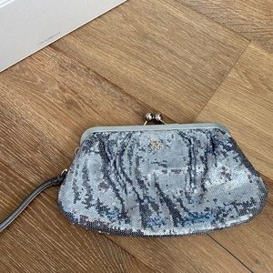 Coach silver sequin clutch/wristlet